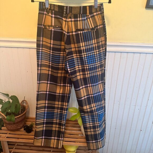 Urban Outfitters 2 Women's Yellow Blue Plaid Print Straight leg pants - Picture 2 of 8